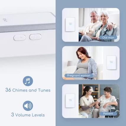 Sonerie fără fir Aigostar 3xAA IP44 alb/argintiu