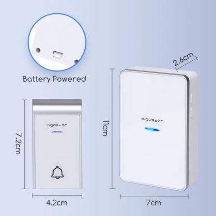 Sonerie fără fir Aigostar 3xAA IP44 alb/argintiu
