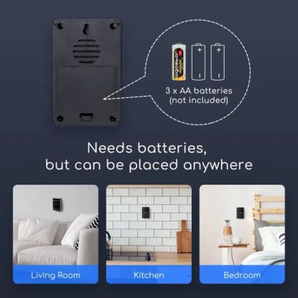 Sonerie fără fir Aigostar 3xAA IP44 negru/cupru