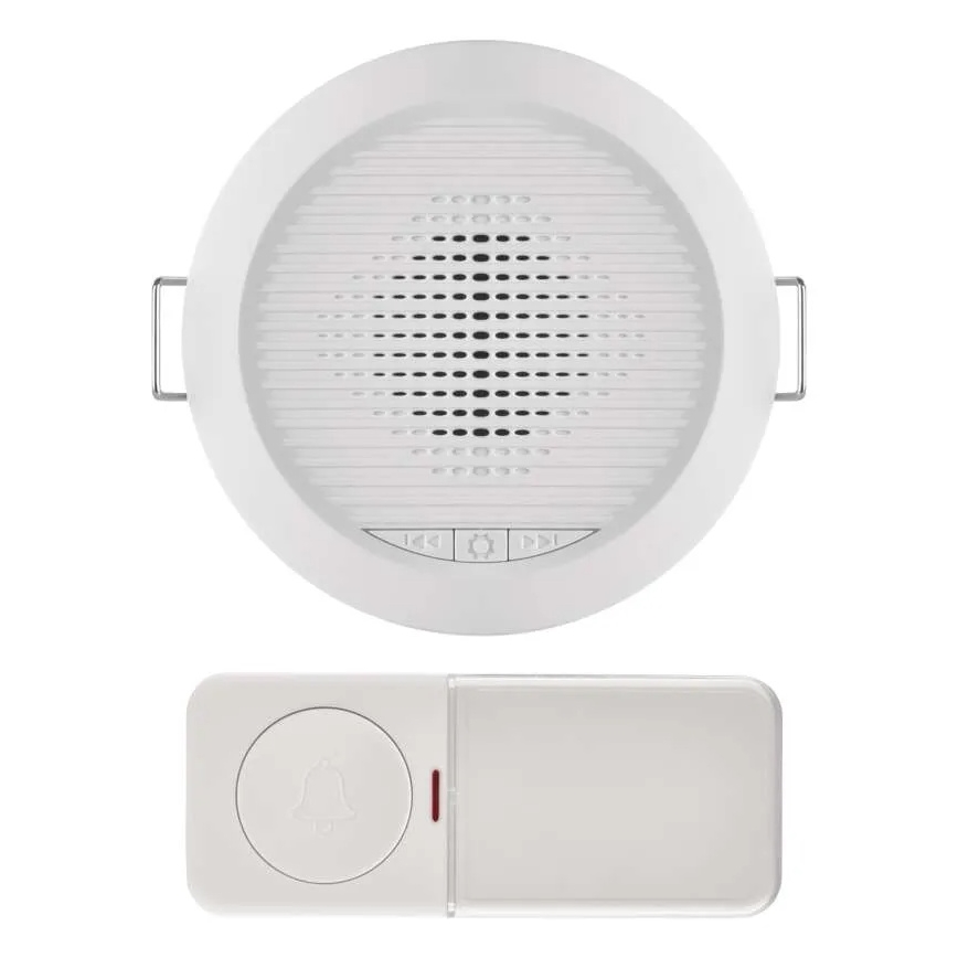 Sonerie fără fir încastrată 230V + 1xCR2032 albă