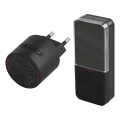 Sonerie fără fir pentru priză 230 V, cu 1 baterie CR2032 inclusă, neagră