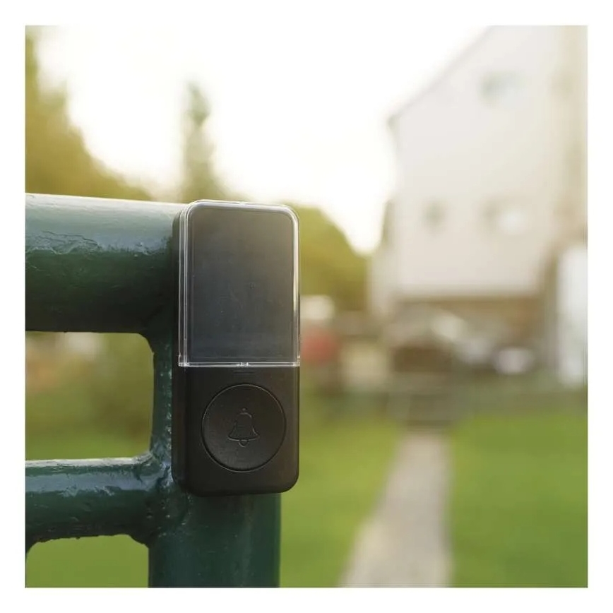 Sonerie fără fir pentru priză 230 V, cu 1 baterie CR2032 inclusă, neagră