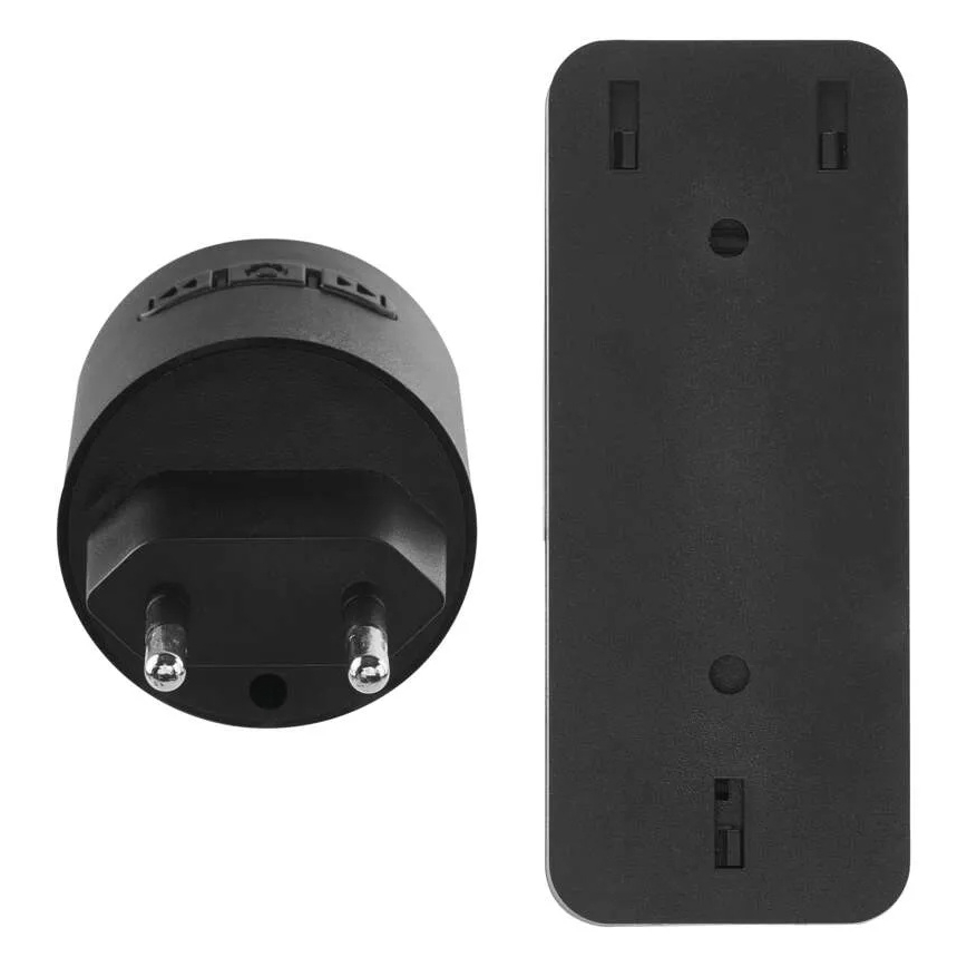 Sonerie fără fir pentru priză 230 V, cu 1 baterie CR2032 inclusă, neagră