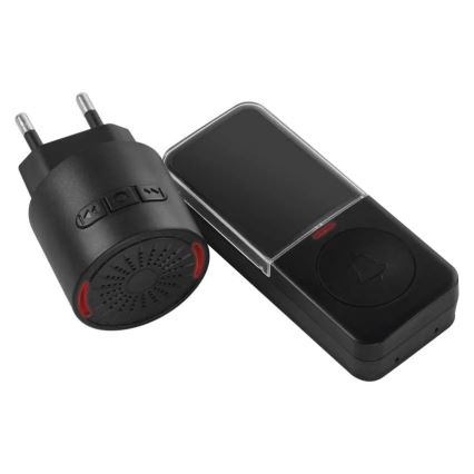 Sonerie fără fir pentru priză 230 V, cu 1 baterie CR2032 inclusă, neagră