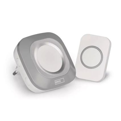 Sonerie fără fir pentru priză 230V + 1xCR2032 IP44 gri