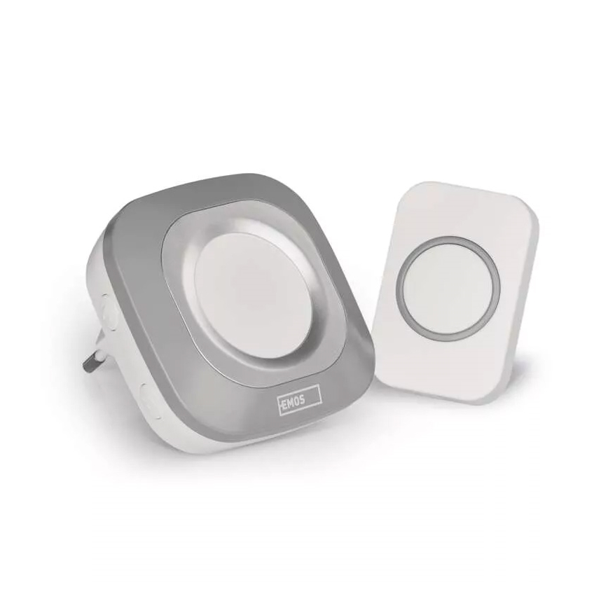 Sonerie fără fir pentru priză 230V + 1xCR2032 IP44 gri