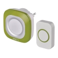 Sonerie fără fir pentru priză 230V + 1xCR2032 IP44 verde