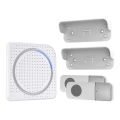 Sonerie fără fir pentru priză 230V albă + 2 butoane IP56