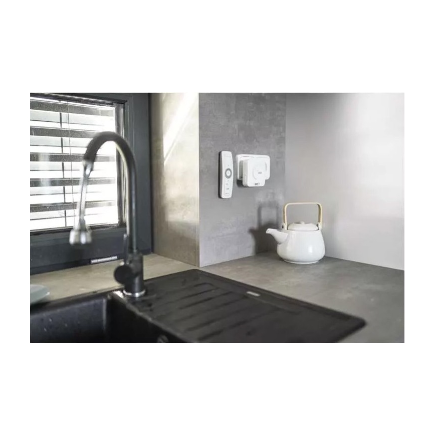 Sonerie fără fir pentru priză 230V IP44 albă