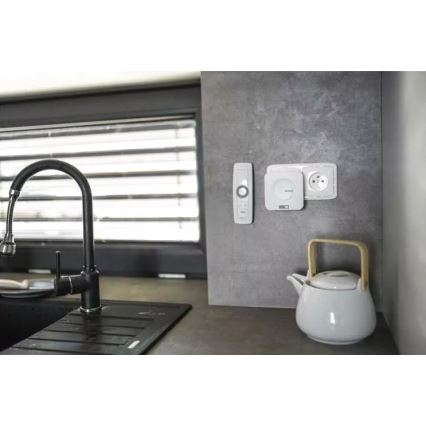 Sonerie fără fir pentru priză 230V IP44 albă