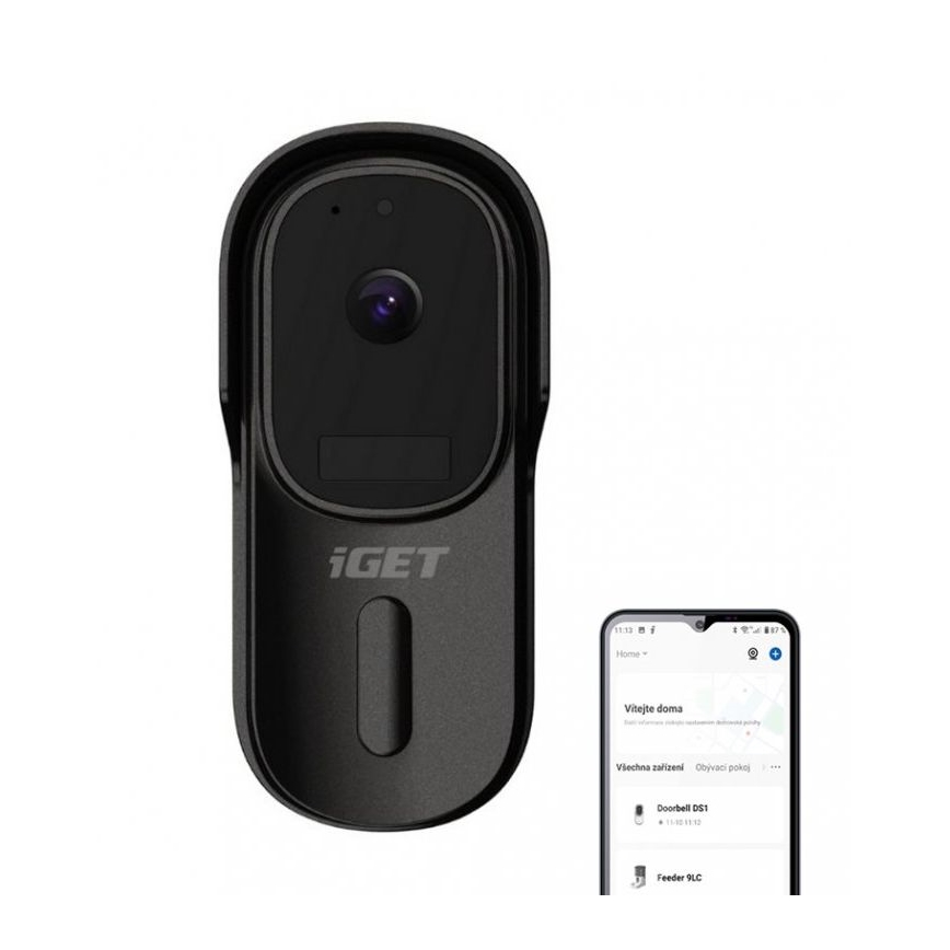 Sonerie video cu senzor de mișcare FHD 1080p 5200 mAh IP65 Wi-Fi negru