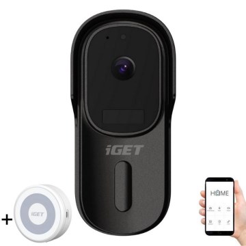 Sonerie video cu senzor de mișcare FHD 1080p IP65 Wi-Fi negru + difuzor