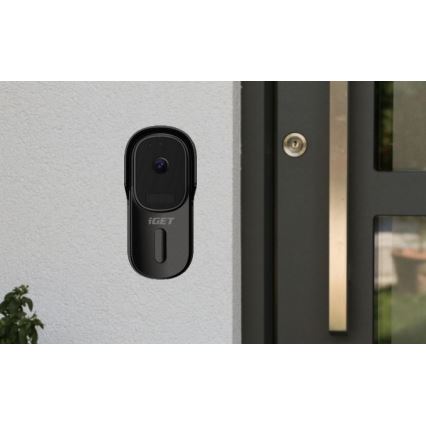 Sonerie video cu senzor de mișcare FHD 1080p IP65 Wi-Fi negru + difuzor