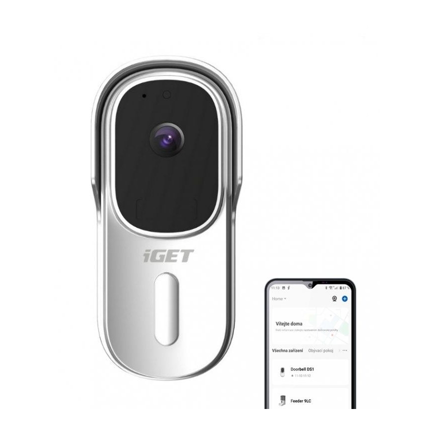 Sonerie video cu senzor de mișcare, Full HD 1080p, acumulator 5200 mAh, IP65, Wi-Fi, Tuya, alb