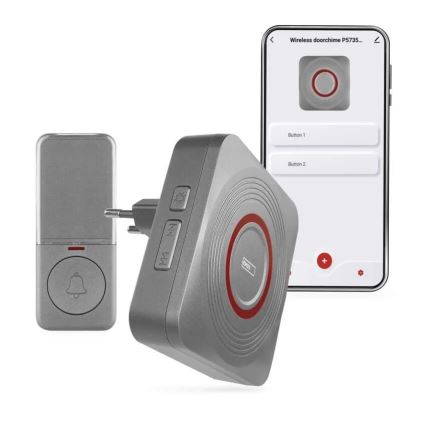 Sonerie wireless de priză GoSmart 230V + 1xCR2032, gri, Wi-Fi