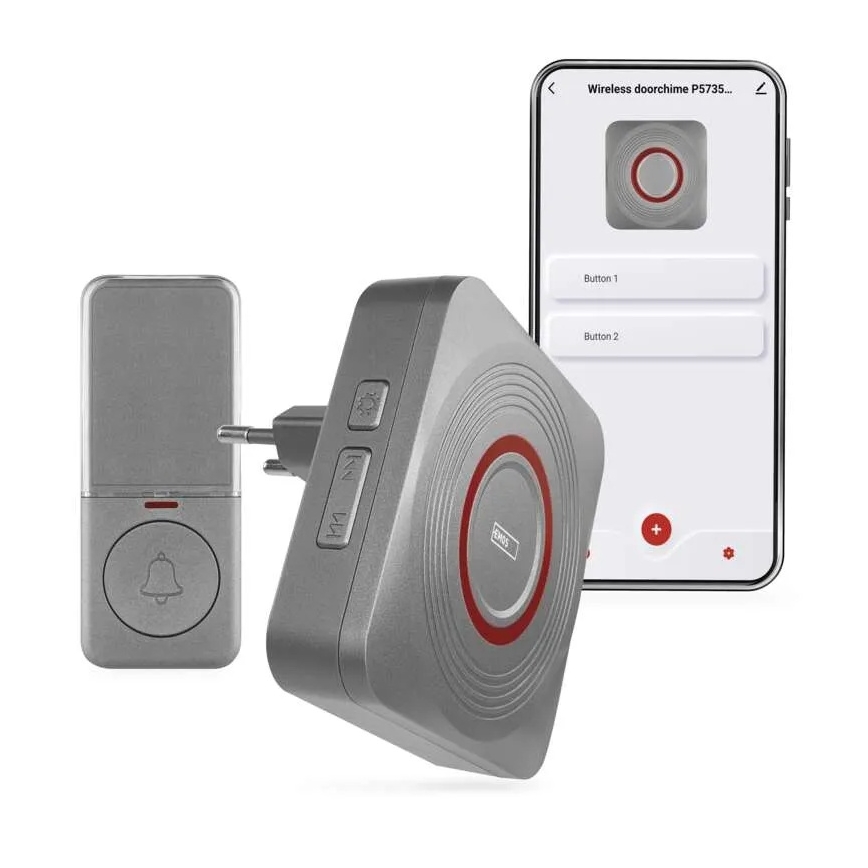 Sonerie wireless de priză GoSmart 230V + 1xCR2032, gri, Wi-Fi