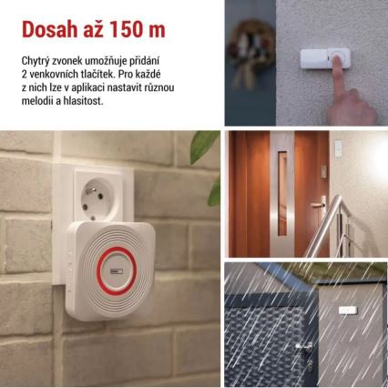 Sonerie wireless pentru priză GoSmart 230V + 1xCR2032 alb Wi-Fi