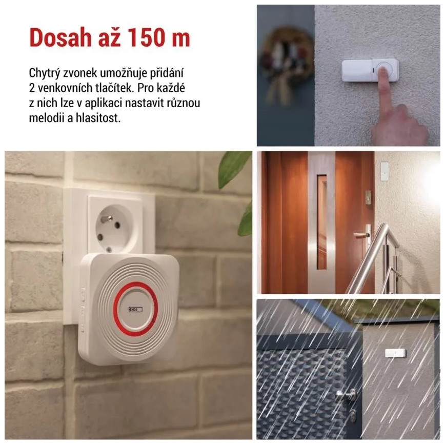 Sonerie wireless pentru priză GoSmart 230V + 1xCR2032 alb Wi-Fi