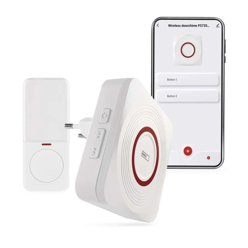 Sonerie wireless pentru priză GoSmart 230V + 1xCR2032 alb Wi-Fi