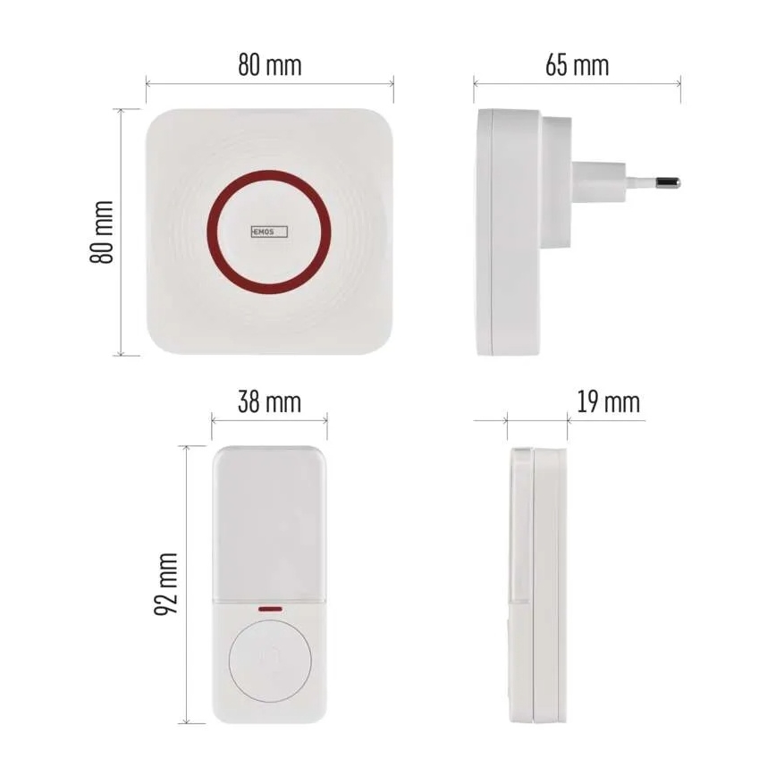 Sonerie wireless pentru priză GoSmart 230V + 1xCR2032 alb Wi-Fi
