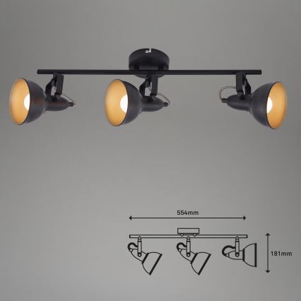 Spot 3x E14, 40W, 230V, negru