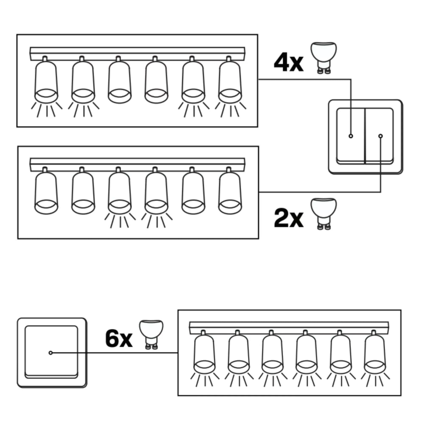 Spot BAMBOO 6xGU10/10W/230V negru