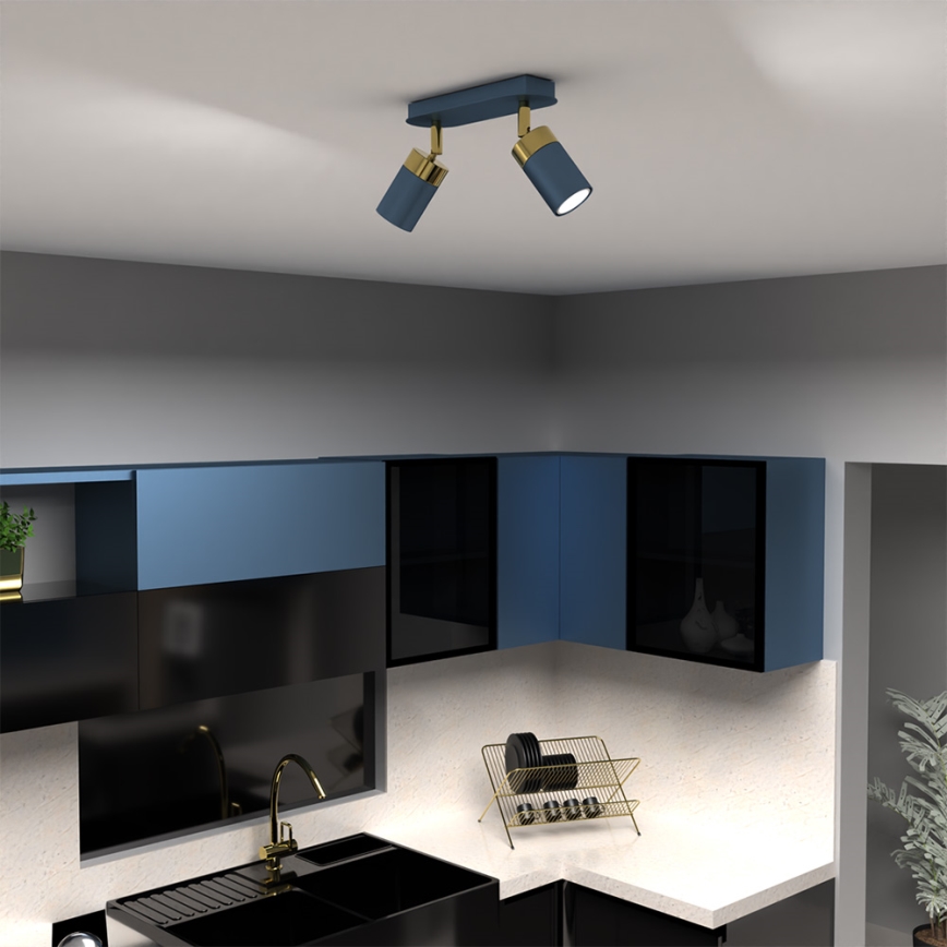 Spot Brilagi POKER 2xGU10/25W/230V albastru/auriu