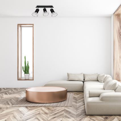 Spot DANTE 3xGU10/25W/230V negru/crom lucios