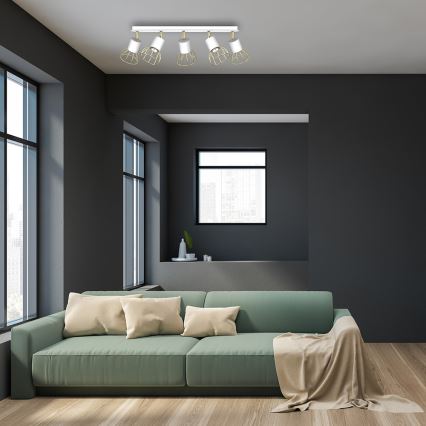 Spot DANTE 5xGU10/25W/230V alb/auriu