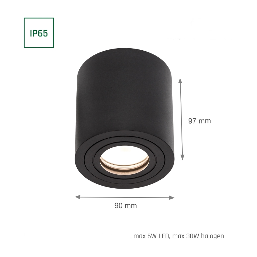 Spot de baie CHLOE 1xGU10/6W/230V IP65 rotund negru