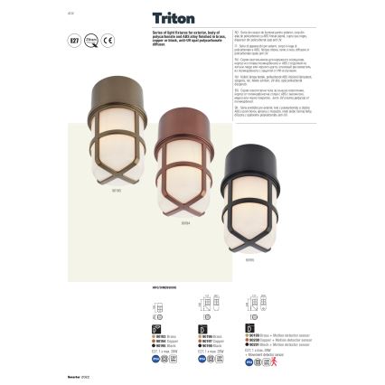 Spot de exterior TRITON 1xE27/28W/230V IP54 alamă Redo 90193