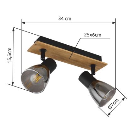 Spot de perete 2xE14/40W/230V negru/lemn Globo