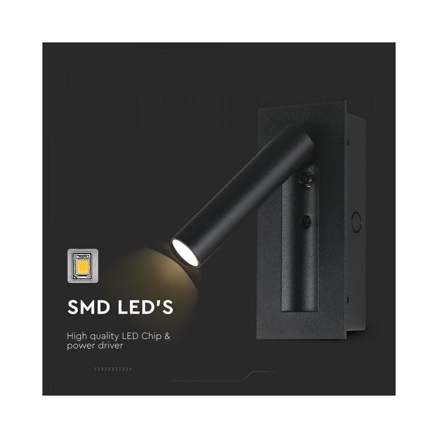 Spot de perete LED/2W/230V 3000K negru
