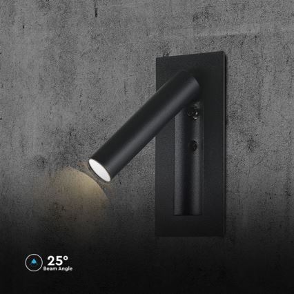 Spot de perete LED/2W/230V 3000K negru