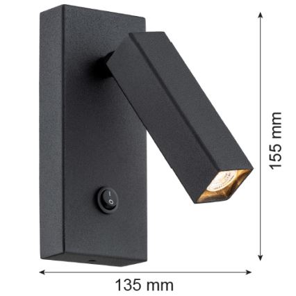 Spot de perete ROCK 1xG9/6W/230V negru Argon 4723