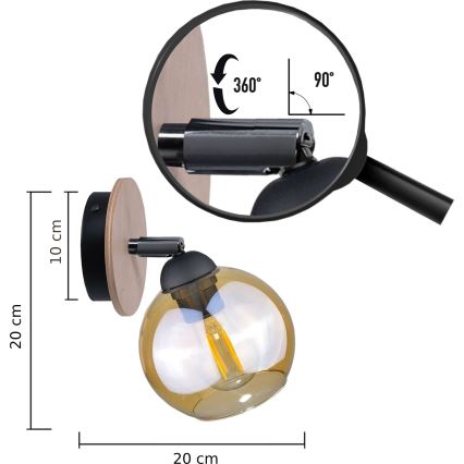 Spot de perete THEA WOOD 1xE27/60W/230V