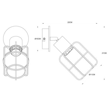 Spot de perete 1xE27/60W/230V Globo