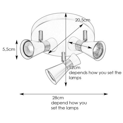 Spot FOLIE 3xGU10/7W/230V alb/crom mat Markslöjd 108628