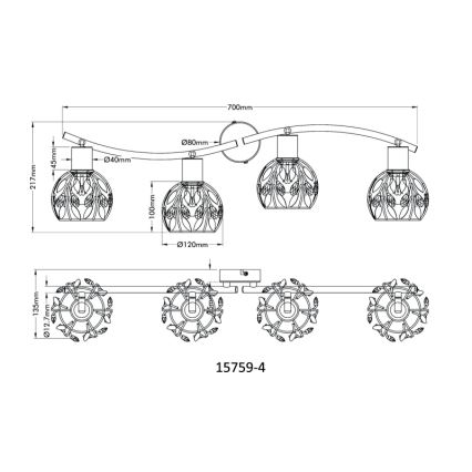 Spot Globo 4xE14/25W/230V
