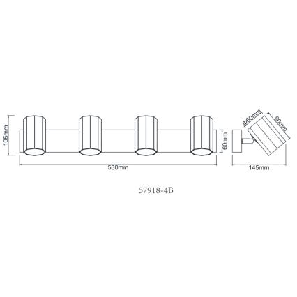 Spot Globo 4xGU10/25W/230V negru