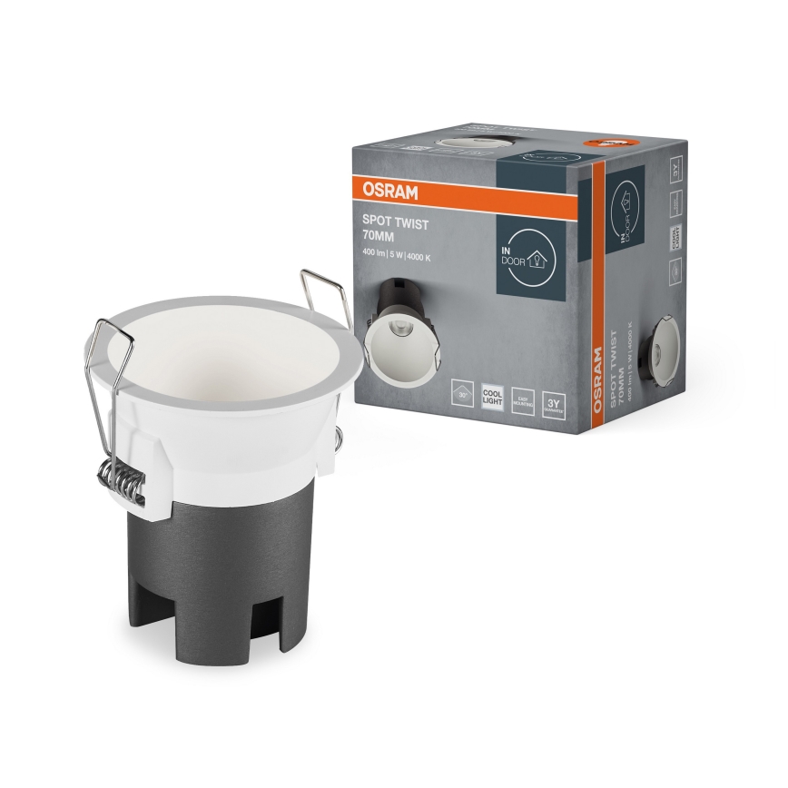 Spot încastrat LED Osram SPOT TWIST, 5 W, 230 V, 4000 K, Ø 7 cm, alb