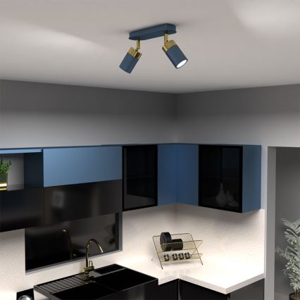 Spot JOKER 2x GU10/25W/230V, albastru/auriu