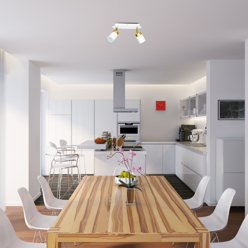 Spot JOKER 2xGU10/25W/230V alb/auriu