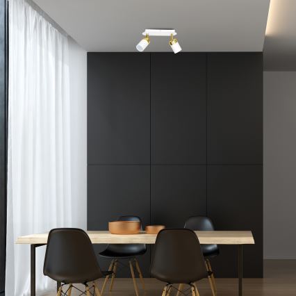 Spot JOKER 2xGU10/25W/230V alb/auriu