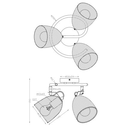 Spot 3xE27/60W/230V Globo