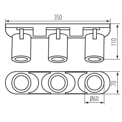 Spot LAURIN 3xGU10/10W/230V alamă/negru