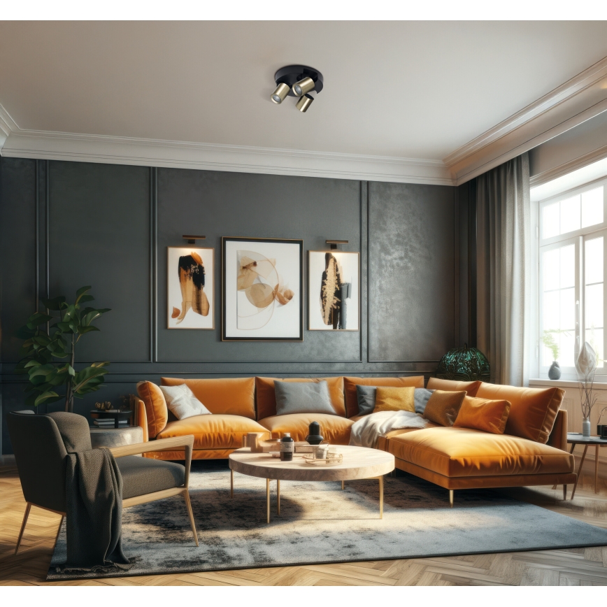 Spot LAURIN 3xGU10/10W/230V alamă/negru