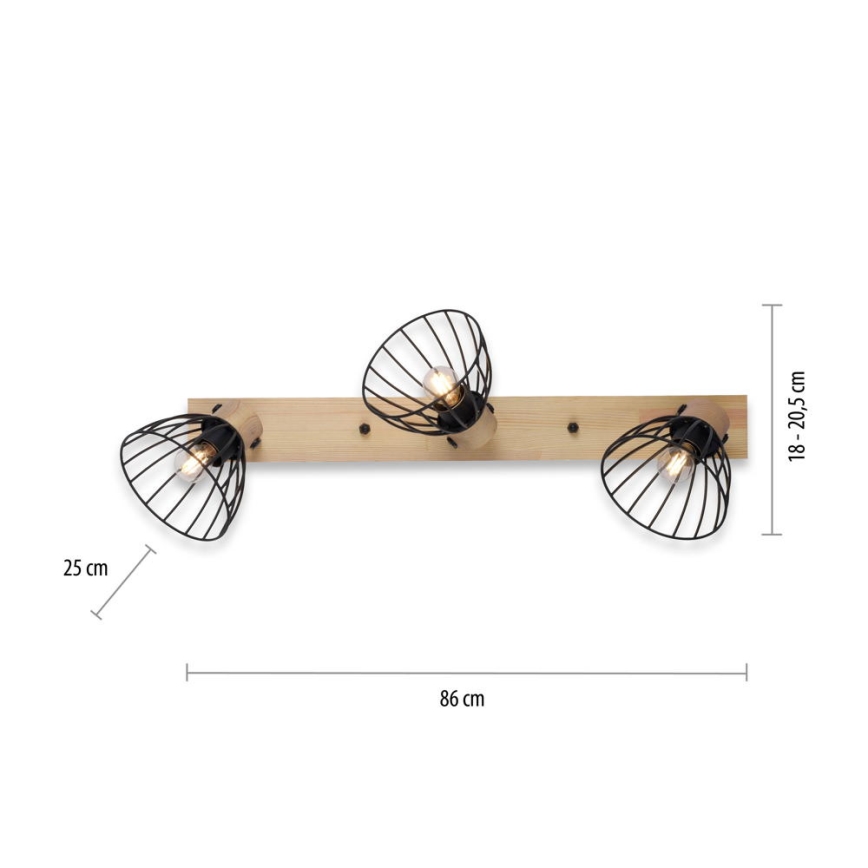 Spot LAMI 3xE27/25W/230V lemn/metal Leuchten Direkt 11418-18