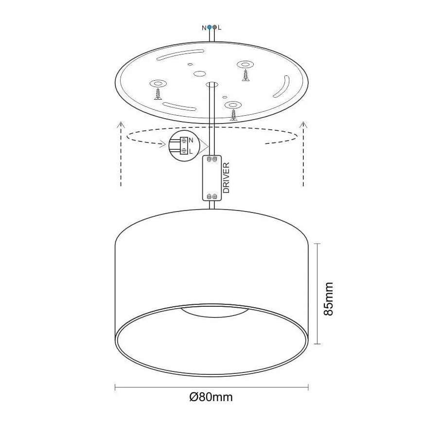 Spot LED/12W/230V 4000K d. 8 cm alb