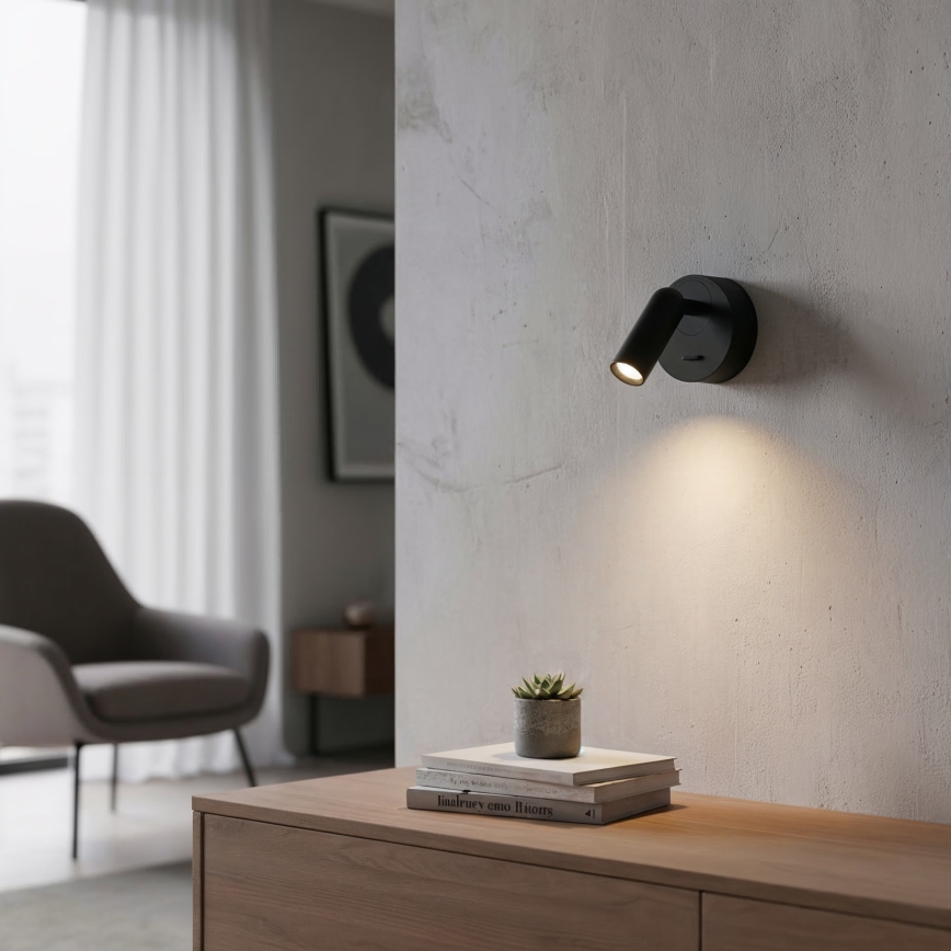 Spot LED de perete BEAN LED/3W/230V negru Ideal Lux